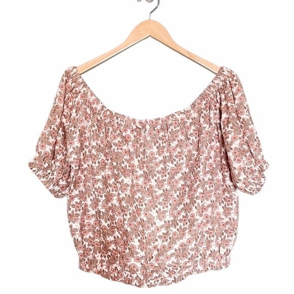 NWT Cupcakes & Cashmere Floral Off The Shoulder Top Cotton Boho Bohemian Size XL - Picture 2 of 10
